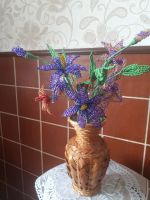 Лот: 19957818. Фото: 3. Букет цветов из бисера в плетеной... Сувениры, подарки