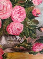 Лот: 19892476. Фото: 2. Картина "Розы в вазе" холст, масло... 23 февраля и 8 марта