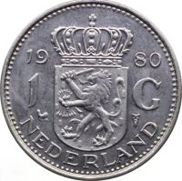 Лот: 25371037. Фото: 2. 1 гульден 1980 год . Нидерланды... Монеты