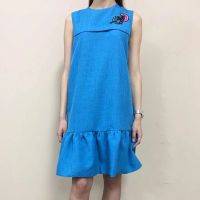 Лот: 9669246. Фото: 2. Платье голубое с нашивкой 44-46. Женская одежда