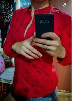 Лот: 18115657. Фото: 2. Блуза красная с ракушками воротник... Женская одежда