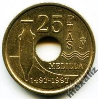 Лот: 5939926. Фото: 2. 25 песет 1997 года, Испания. Монеты