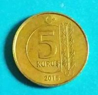 Лот: 20771898. Фото: 2. Турция 5 курушей 2015. Монеты