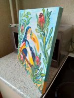 Лот: 12593299. Фото: 2. Картина птицы туканы цветы холст... Живопись, скульптура, фото