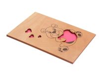 Лот: 12316449. Фото: 2. Деревянная открытка "Мишка с сердечками... Товары для праздника