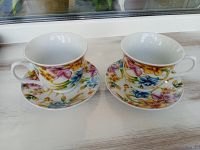 Лот: 8068850. Фото: 2. 2 красивые чайные пары на хромированной... Посуда, кухонная утварь