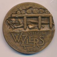 Лот: 18837280. Фото: 2. Франция Медаль Коммуна Waziers... Значки, медали, жетоны