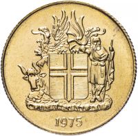 Лот: 18731987. Фото: 2. Исландия 1 крона 1975 последний... Монеты