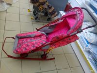 Лот: 8167796. Фото: 2. Санки коляска розовые. Детский транспорт