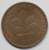 Лот: 8498825. Фото: 2. 2 пфеннига 1991 год. A. Германия... Монеты