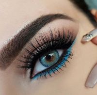 Лот: 11759743. Фото: 2. Голубые корейские линзы с контуром... Оптика