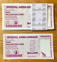 Лот: 17216464. Фото: 2. Зимбабве 5 биллионов миллиардов... Банкноты