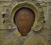 Лот: 5359578. Фото: 3. Икона в окладе. Св. Николай Чудотворец. Коллекционирование, моделизм