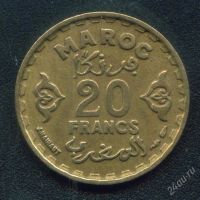 Лот: 225338. Фото: 2. марокко 20 франков 1952. Монеты