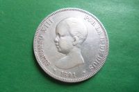 Лот: 17817239. Фото: 3. Испания 5 песет 1891 г. Альфонсо... Коллекционирование, моделизм