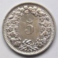 Лот: 201488. Фото: 2. Швейцария. 5 рапен 1969г. Монеты