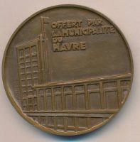 Лот: 16342921. Фото: 2. Франция Медаль Муниципалитет Гавр... Значки, медали, жетоны