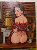 Лот: 24296334. Фото: 3. Картина маслом на холсте " Самовар... Ручная работа