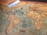 Лот: 9672484. Фото: 2. Карта мира на крафт бумаге, стилизованная... Картины, панно