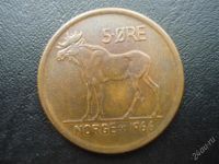 Лот: 1924198. Фото: 2. Норвегия 5 ORE 1966год ЛОСЬ. Монеты