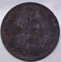 Лот: 857604. Фото: 2. Гернси. 8 даблес 1902г. Большая... Монеты