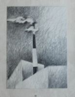 Лот: 15018448. Фото: 2. "Труба" картон карандаш 1970-е... Живопись, скульптура, фото