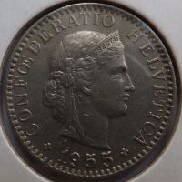 Лот: 3723181. Фото: 2. Швейцария 20 раппен 1955г. Монеты