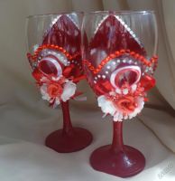 Лот: 5682971. Фото: 2. Свадебный набор (Красный) бокалы... Товары для праздника