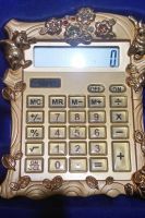 Лот: 24850047. Фото: 3. Калькулятор "золотой со стразами...
