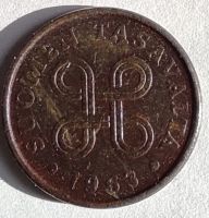 Лот: 6094797. Фото: 2. 5 пенни 1963 год. Финляндия. Монеты