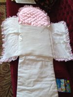 Лот: 16209305. Фото: 2. Атласный розовый конверт для новорожденной... Одежда и аксессуары