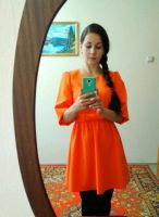 Лот: 10213101. Фото: 2. Платье 44 оранжевое. Женская одежда