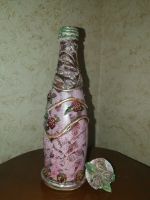 Лот: 18826535. Фото: 2. Бутылка "Розы" декоративная. Ручная работа