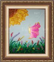 Лот: 19929739. Фото: 3. Картина текстурная Золотой подсолнух. Ручная работа