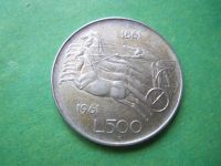 Лот: 10534595. Фото: 2. 500 лир 1961 г. Италия "100 лет... Монеты