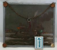 Лот: 19010635. Фото: 5. Витраж винтажный Пароход Буксир...