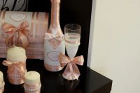 Лот: 8037170. Фото: 2. Свадебные бокалы в розовой цветовой... Товары для праздника