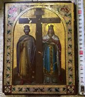 Лот: 16512337. Фото: 7. икона Елена и Константин,на золоте...