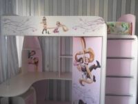 Лот: 11609089. Фото: 2. Кровать-чердак розовая с героями... Детская мебель