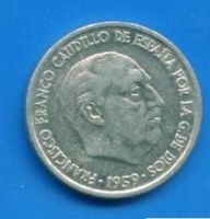 Лот: 9611511. Фото: 2. Испания 10 сентимо 1959 (361). Монеты
