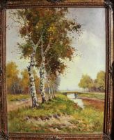 Лот: 8812072. Фото: 2. Картина холст, масло "Birkenallee... Живопись, скульптура, фото