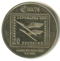 Лот: 19854054. Фото: 2. Германия 1979 жетон Люфтганза... Значки, медали, жетоны