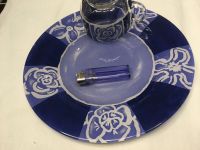 Лот: 25898705. Фото: 6. Блюдо 25 см и чайная чашка, синее...