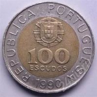 Лот: 101822. Фото: 2. Португалия. 100 эскудо 1990г... Монеты