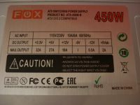 Лот: 22182018. Фото: 2. Блок питания Fox ATX-450W (450... Комплектующие