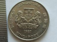 Лот: 7761885. Фото: 6. Монета 20 цент Сингапур 1987 герб...