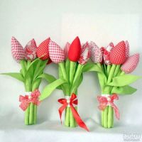 Лот: 13290123. Фото: 2. Тюльпаны из ткани. Ручная работа