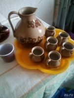 Лот: 13205045. Фото: 2. Кувшин ,кружки - набор из глины... Сувениры