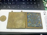 Лот: 19333933. Фото: 2. Складень. Две створки с эмалями. Антиквариат