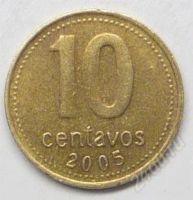 Лот: 1098775. Фото: 2. Аргентина. 10 сентаво 2005г. Монеты